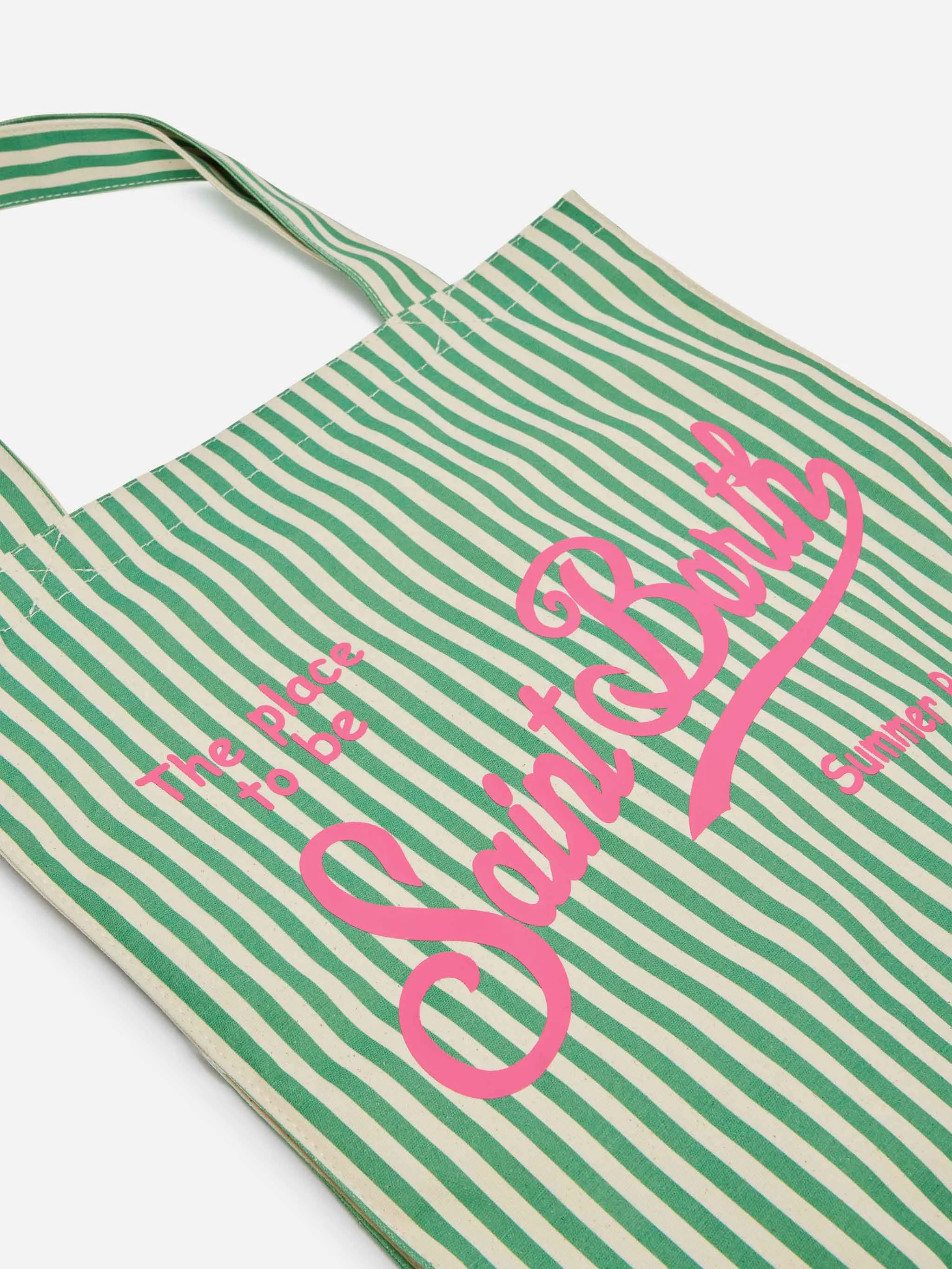 Essential flat cotton striped Bag with Saint Barth logo