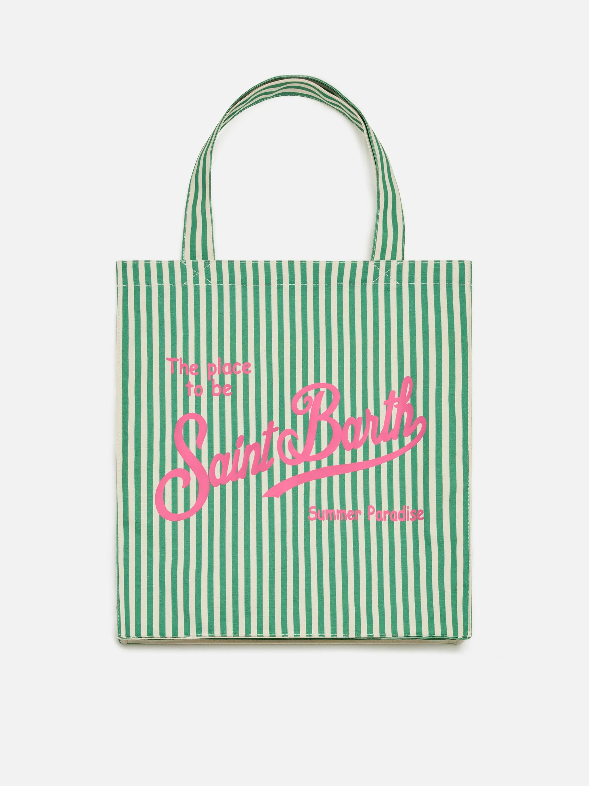 Essential flat cotton striped Bag with Saint Barth logo