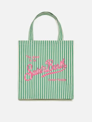 Essential flat cotton striped Bag with Saint Barth logo