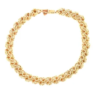 Estate 7" Flat Triple Link Bracelet in 14K Yellow Gold