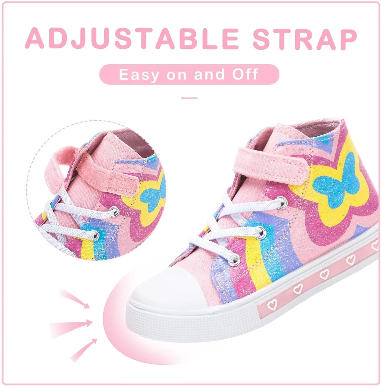EUXTERPA Kids Toddler Sneakers Light Up Flashing Shoes Girls Boys Easy Fasten High Top Walking Canvas Sneaker