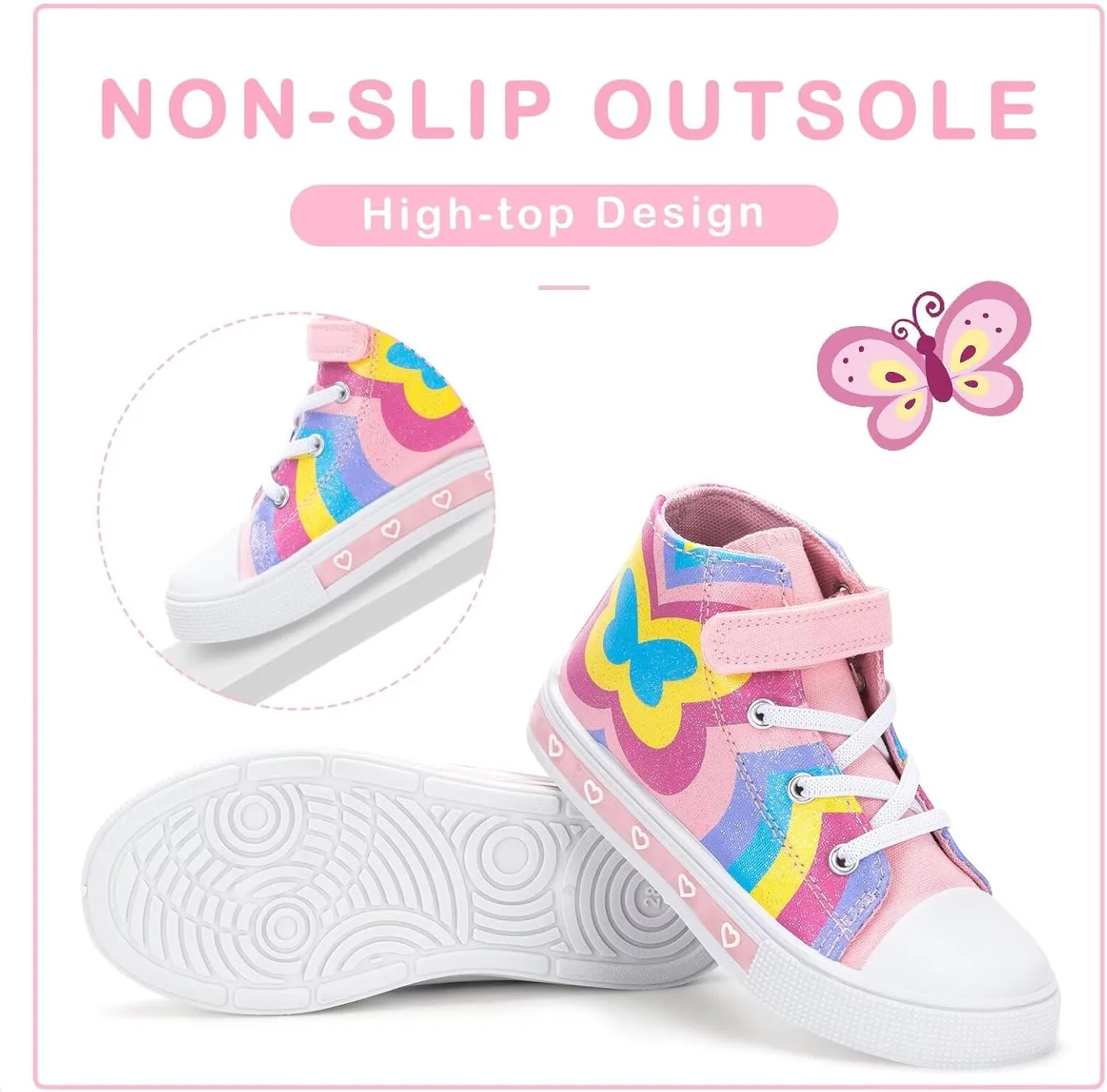 EUXTERPA Kids Toddler Sneakers Light Up Flashing Shoes Girls Boys Easy Fasten High Top Walking Canvas Sneaker