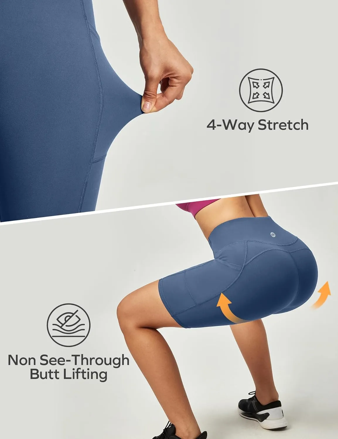 Ewedoos Biker Shorts Women Tummy Control Workout Shorts with 3 Pockets High Waisted Compression Gym Running Yoga Shorts Women