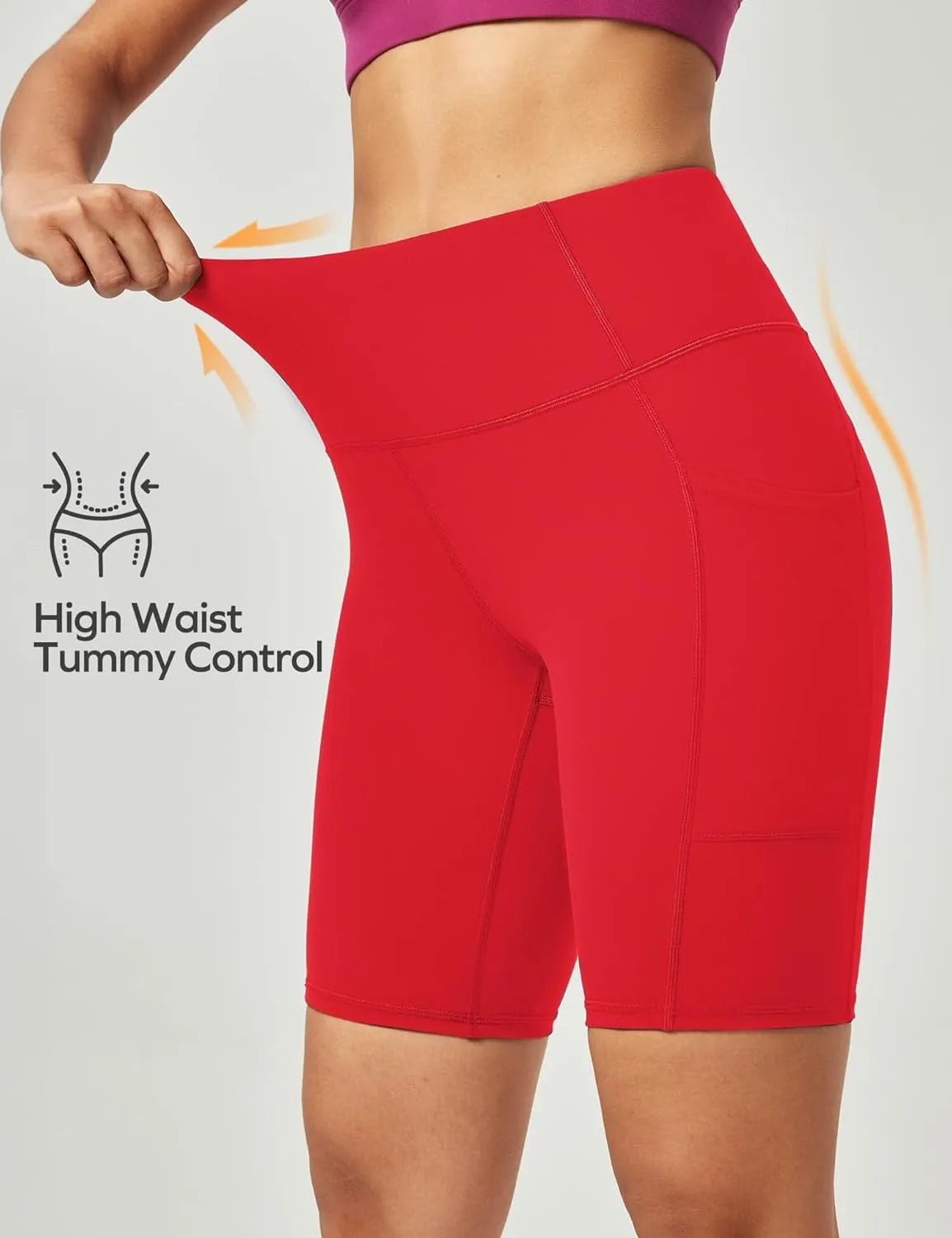 Ewedoos Biker Shorts Women Tummy Control Workout Shorts with 3 Pockets High Waisted Compression Gym Running Yoga Shorts Women
