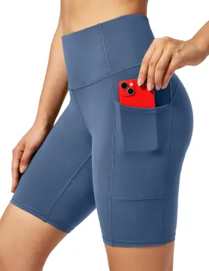 Ewedoos Biker Shorts Women Tummy Control Workout Shorts with 3 Pockets High Waisted Compression Gym Running Yoga Shorts Women
