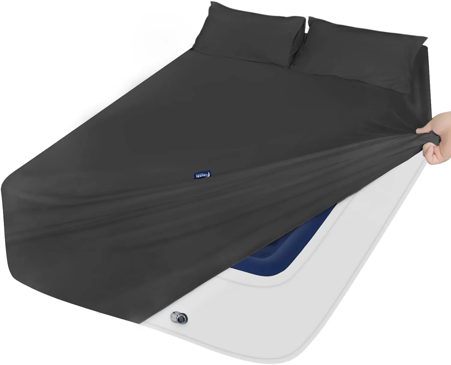 Extra Deep Pocket Queen Sheet Sets for Air Mattress - Deep Pocket Sheets Queen Size Sets - Sheets with Pocket on Side - Easily Fits Extra Deep 16 in to 24 in Pillow Top (Black)