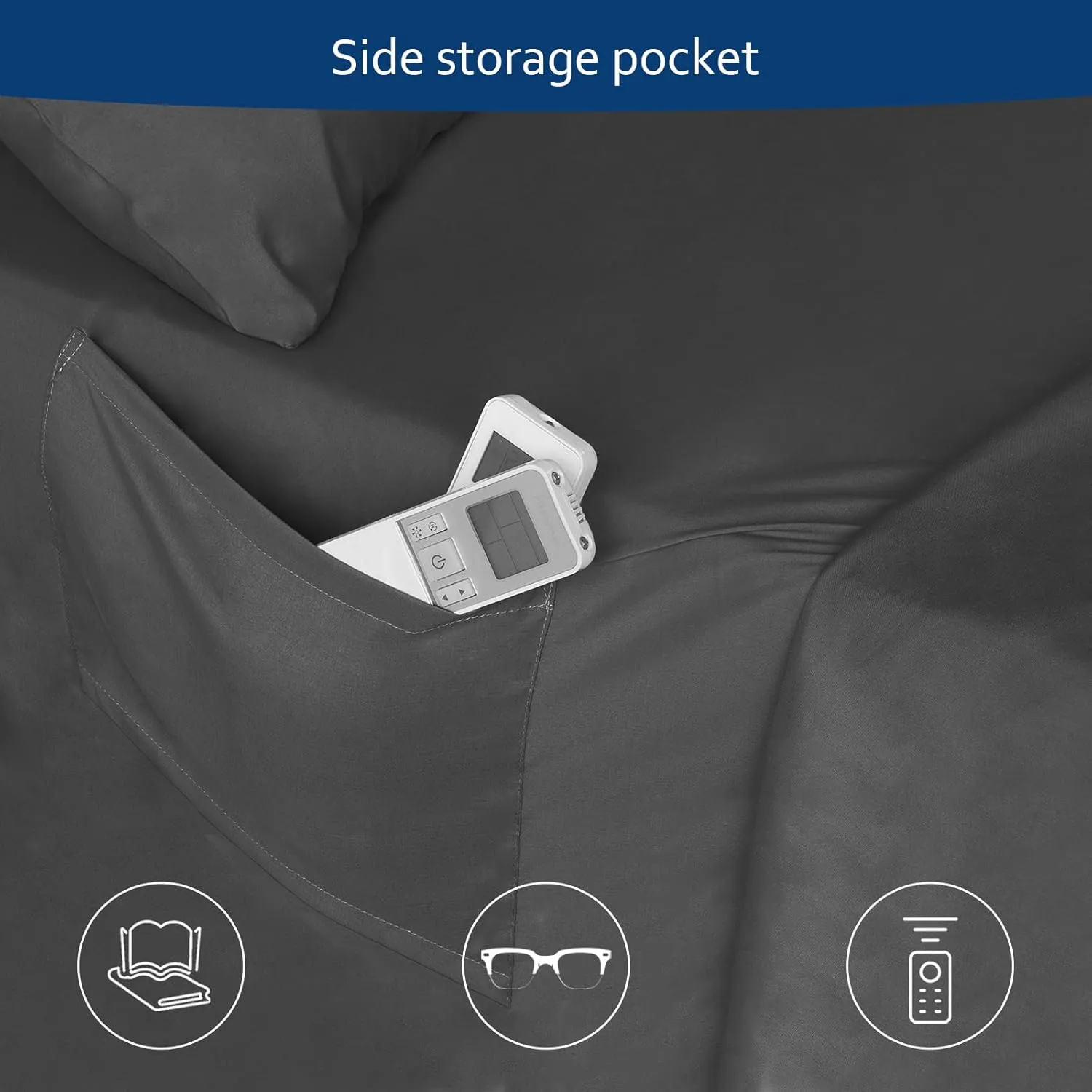 Extra Deep Pocket Queen Sheet Sets for Air Mattress - Deep Pocket Sheets Queen Size Sets - Sheets with Pocket on Side - Easily Fits Extra Deep 16 in to 24 in Pillow Top (Black)