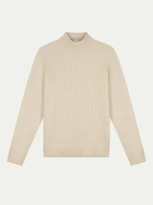 Extrafine Merino Ribbed Mockneck Light Beige