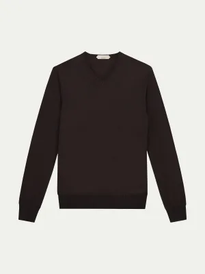 Extrafine Merino V-Neck Brown
