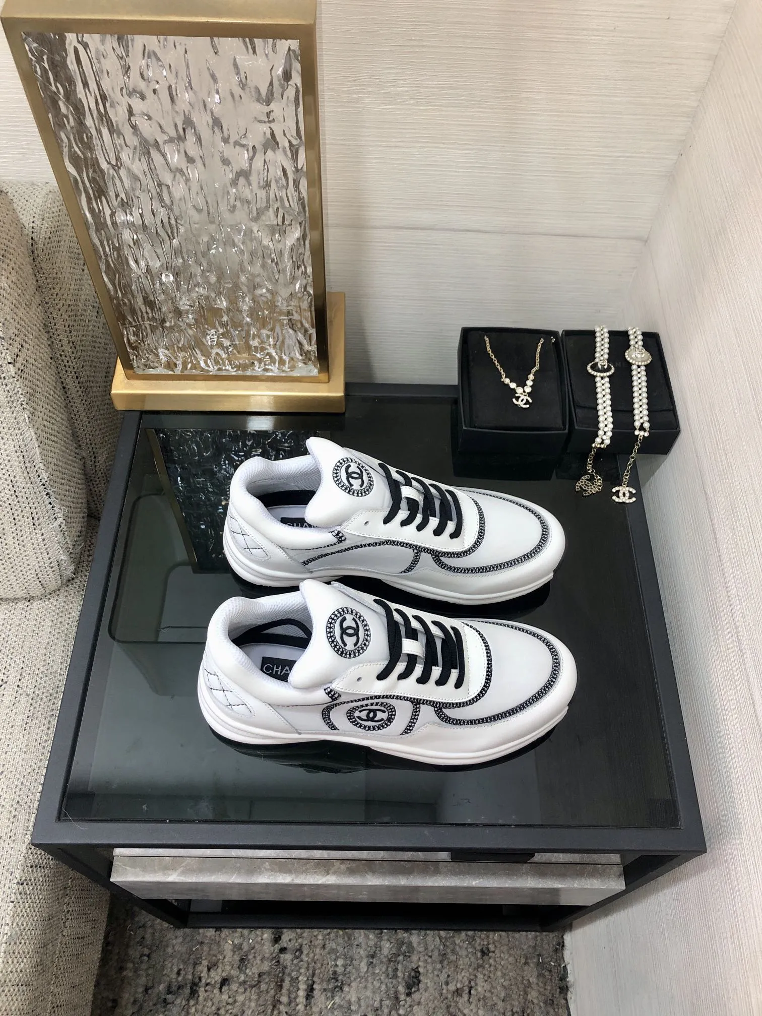 Fabric CHANEL Satisfied customers Black White Mix Sneaker Highly-rated