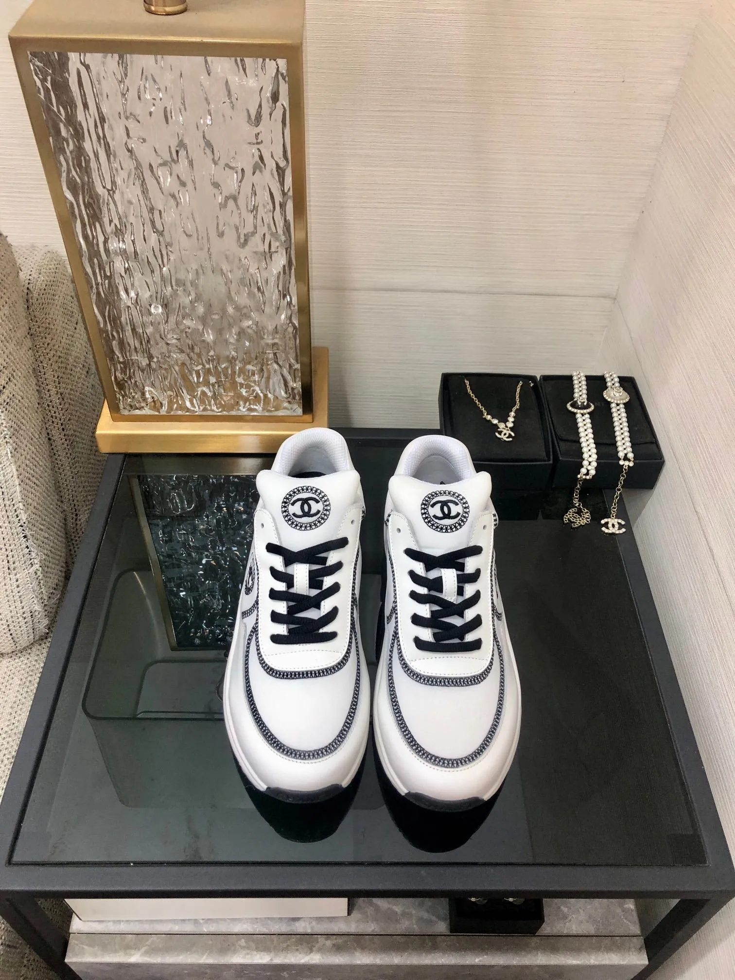 Fabric CHANEL Satisfied customers Black White Mix Sneaker Highly-rated