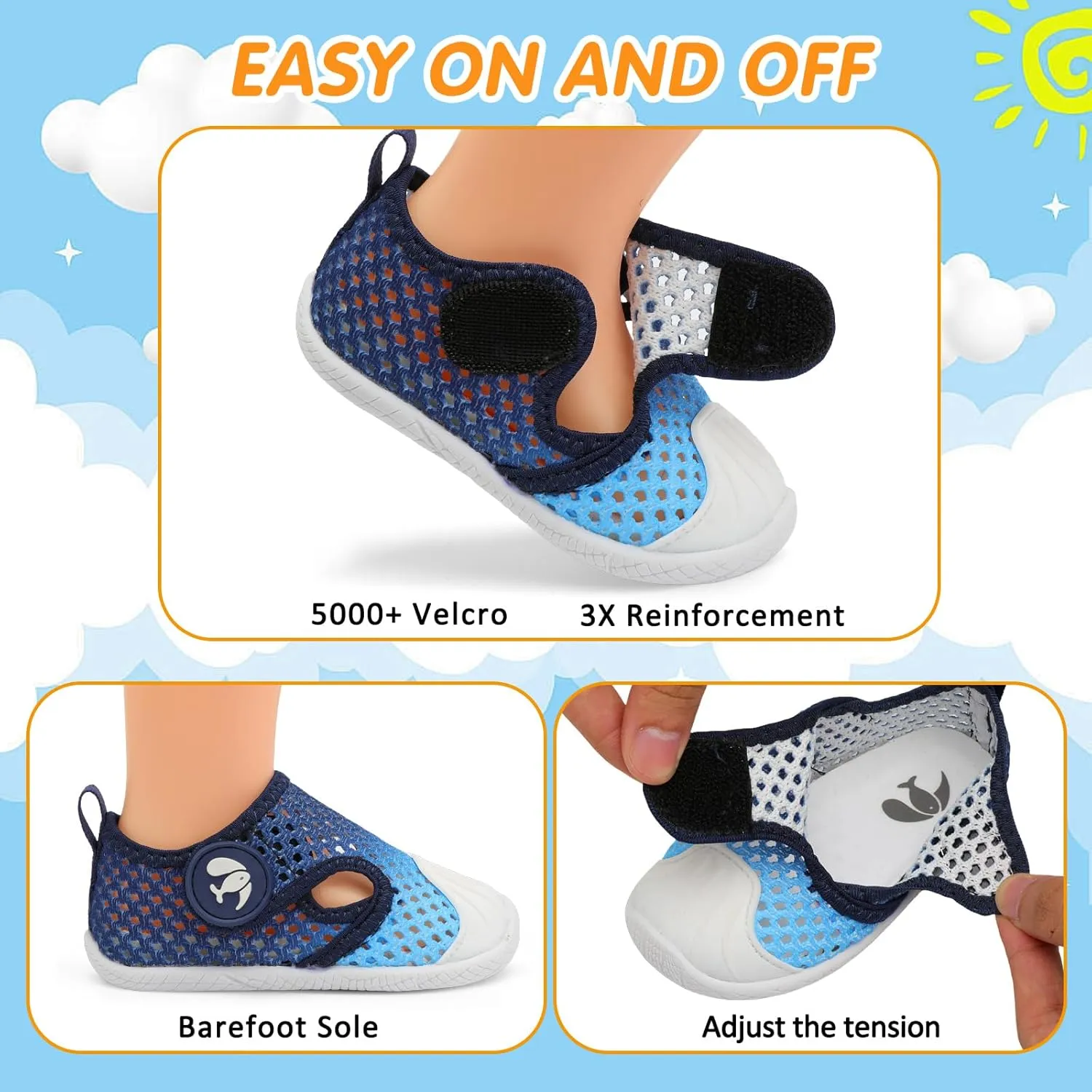 FEETCITY Toddler Sandals Boys Girls Water Shoes Baby Quick-Dry Aqua Socks Beach Swim Pool Barefoot Shoes