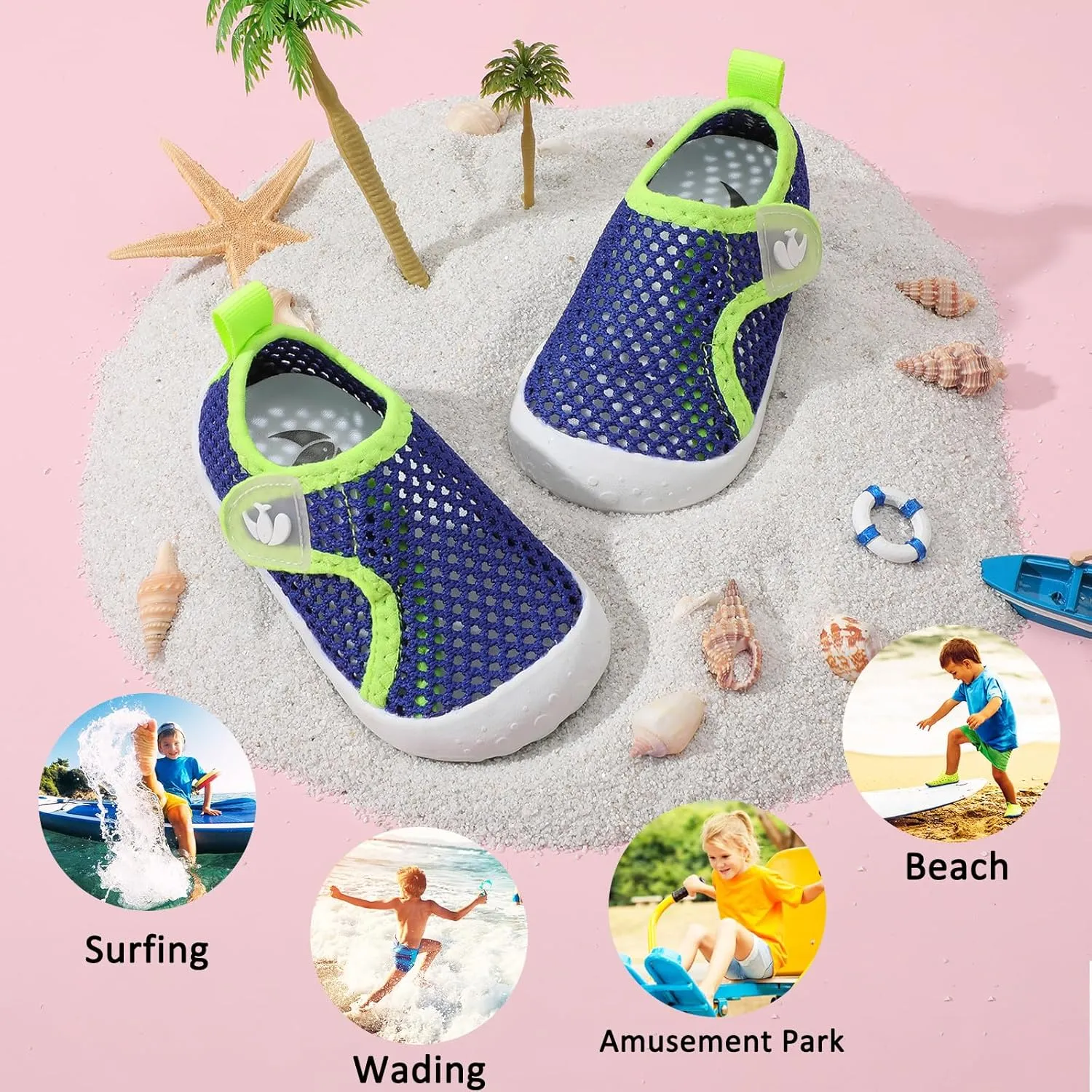 FEETCITY Wide Baby Water Shoes Boys Girls Barefoot Shoes Quick-Dry Kids Aqua Socks for Beach Swim Pool