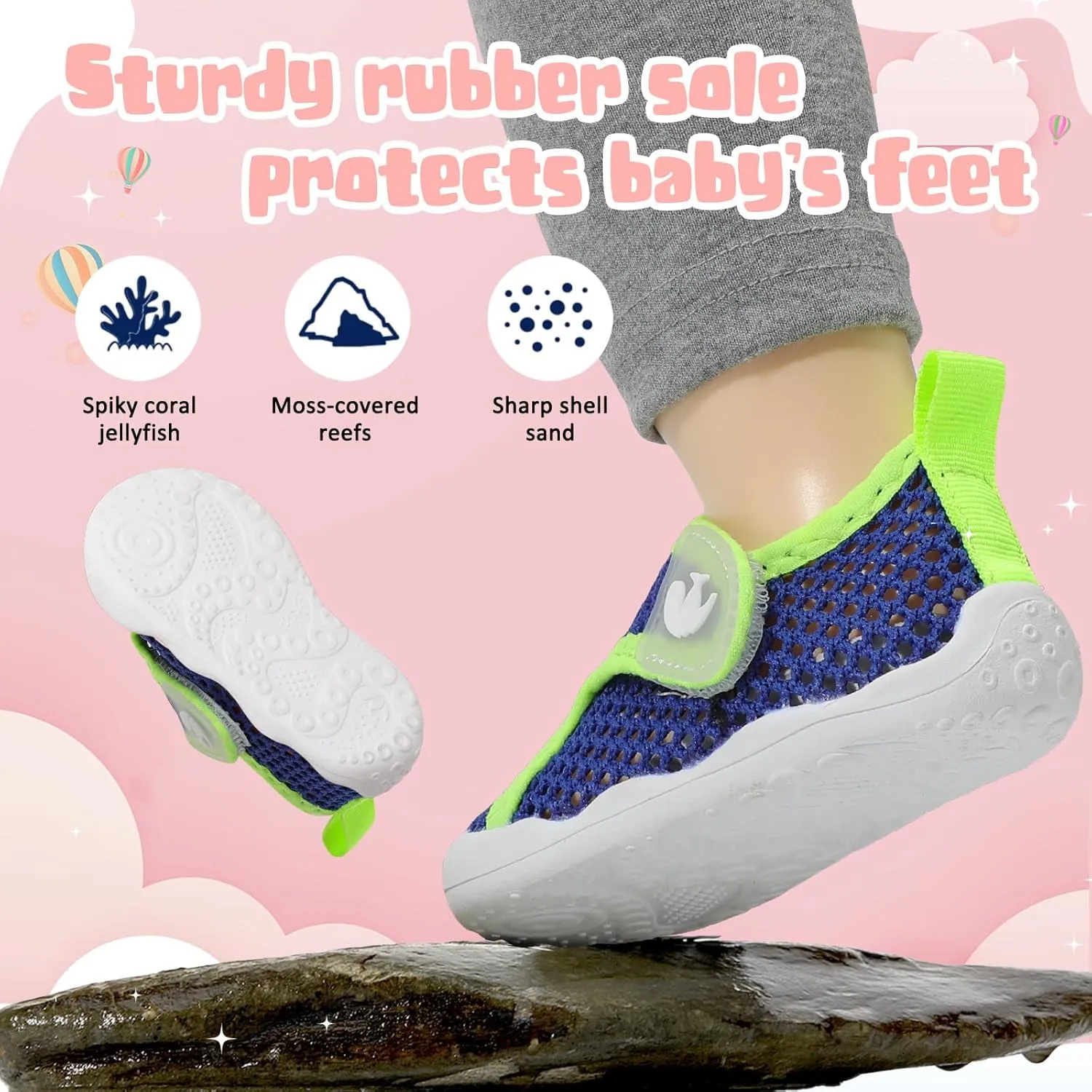 FEETCITY Wide Baby Water Shoes Boys Girls Barefoot Shoes Quick-Dry Kids Aqua Socks for Beach Swim Pool