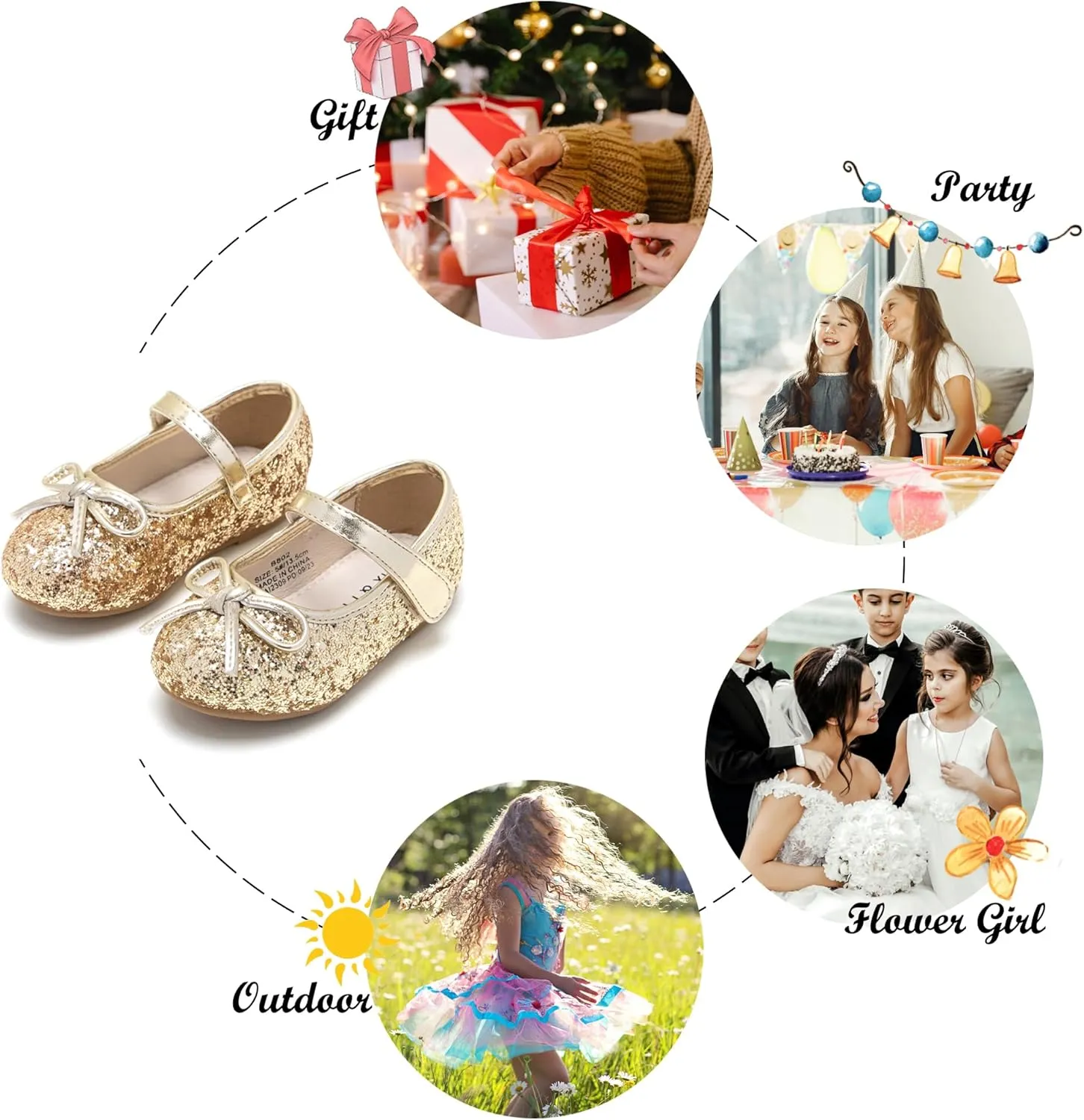 Felix & Flora Toddler Flower Girl Dress Shoes - Girl Ballet Flats Party School Shoes Wedding