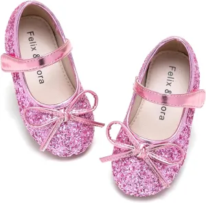 Felix & Flora Toddler Flower Girl Dress Shoes - Girl Ballet Flats Party School Shoes Wedding