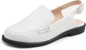 FEVERSOLE Pointed Toe Casual Slingback Flat Mules Women's Fashion Buckle Strap Slide Summer Slippers