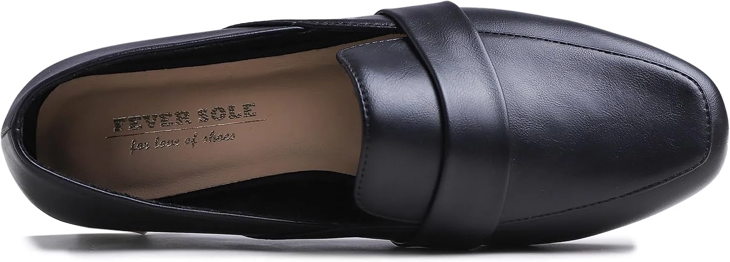 FEVERSOLE Women's Fashion Dress Comfort Low Heel Office Penny Loafer Flats