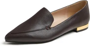 FEVERSOLE Women's Loafer Flat Pointed Deco Low Heel Fashion Slip On Dress Driving Office Shoes