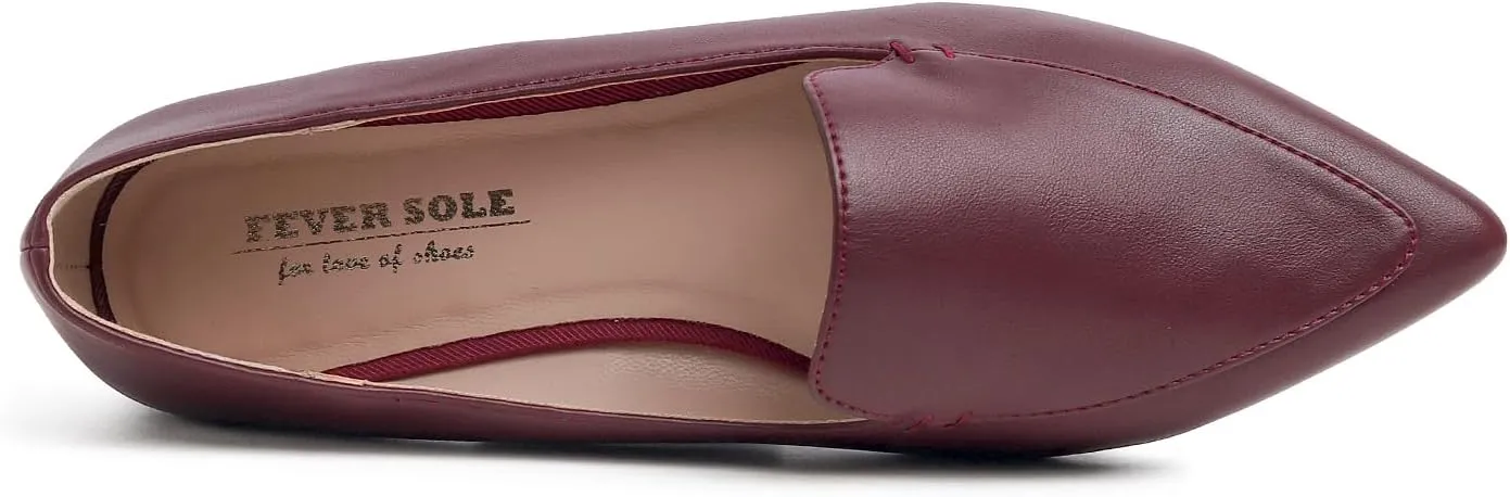 FEVERSOLE Women's Loafer Flat Pointed Fashion Slip On Comfort Driving Office Shoes