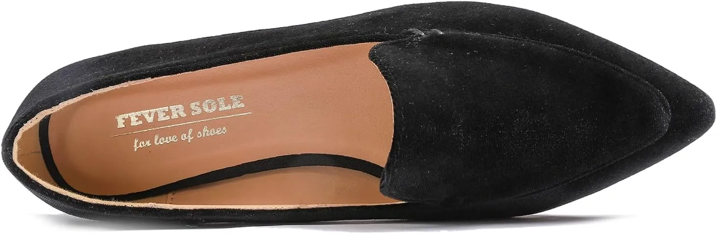 FEVERSOLE Women's Loafer Flat Pointed Fashion Slip On Comfort Driving Office Shoes