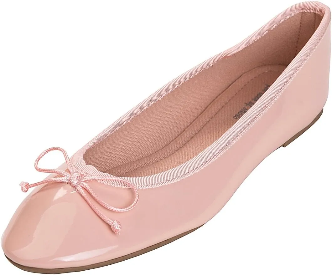 FEVERSOLE Women's Macaroon Colorful Memory Foam Cushion Insock Patent Ballet Flat
