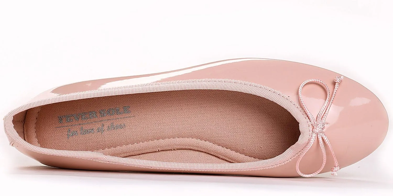 FEVERSOLE Women's Macaroon Colorful Memory Foam Cushion Insock Patent Ballet Flat
