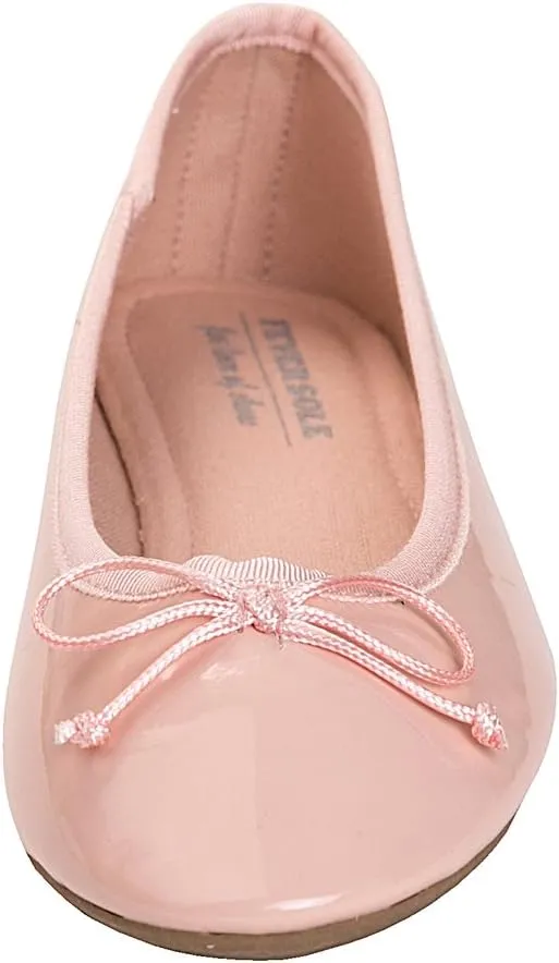 FEVERSOLE Women's Macaroon Colorful Memory Foam Cushion Insock Patent Ballet Flat