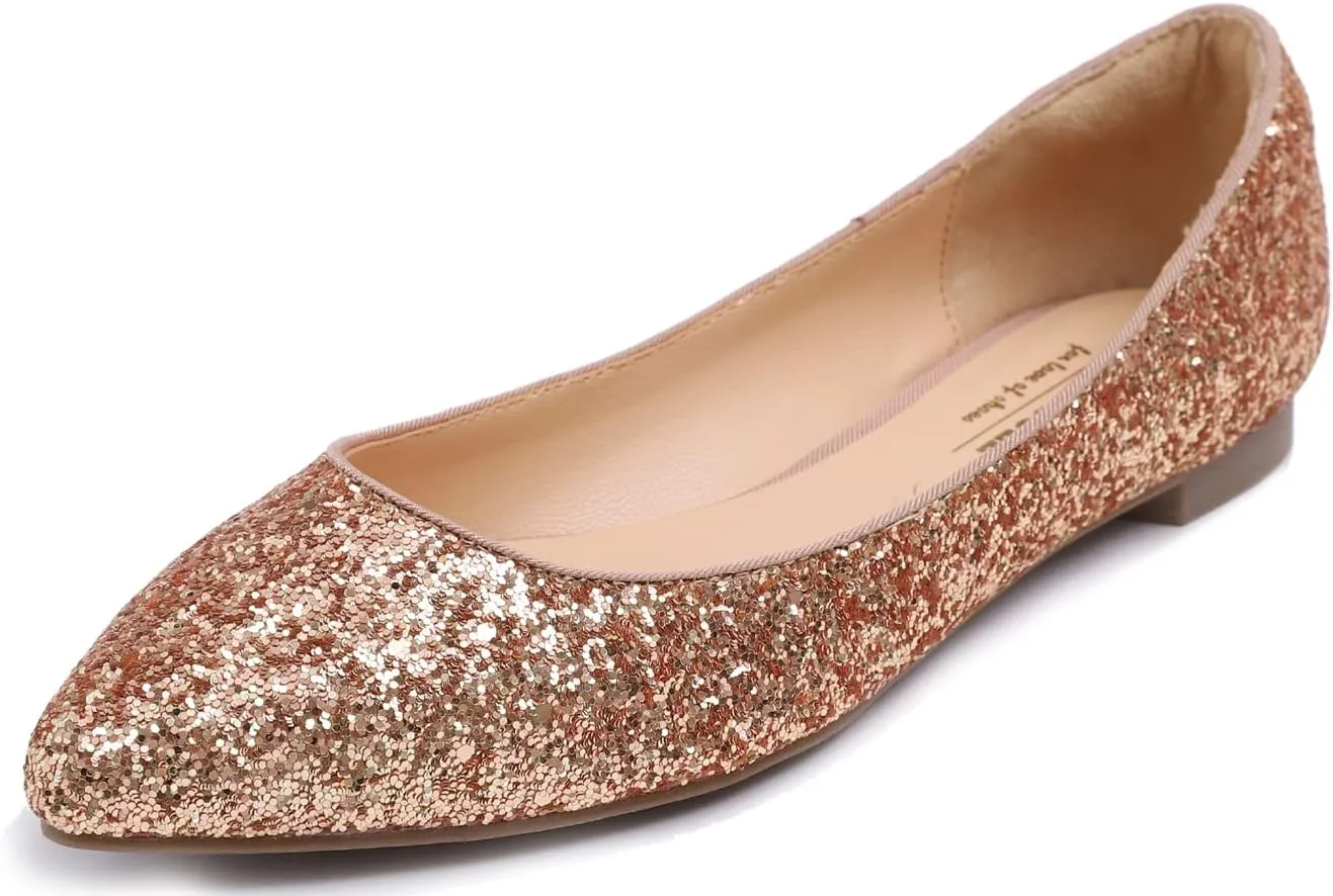 FEVERSOLE Women's Macaroon Colorful Memory Foam Cushion Insock Patent Ballet Flat