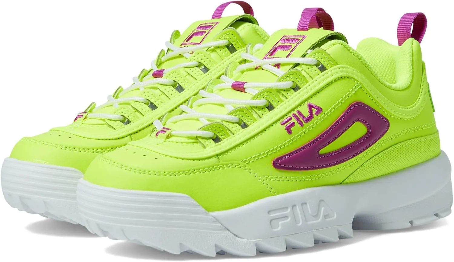 Fila Disruptor II Premium Fashion Sneaker Safety Yellow/Orchid Flower/White 5.5 B (M)