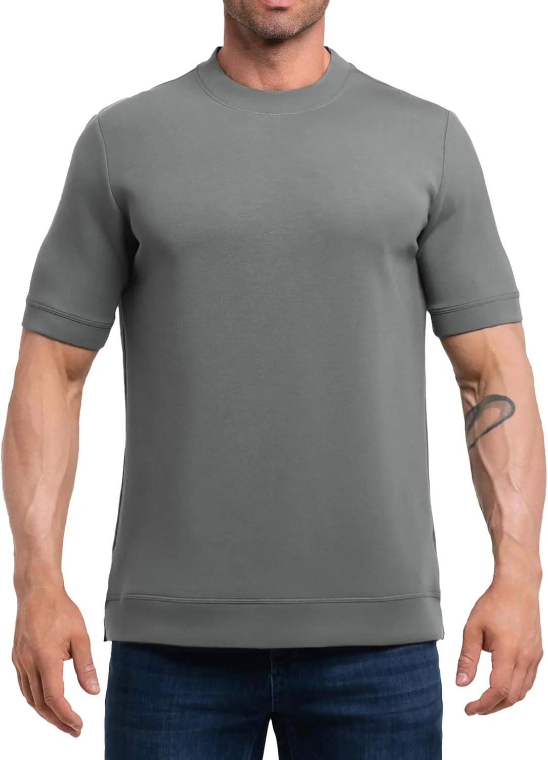 Fioboc Shirts for Men Modal Blend Short Sleeve Tee Slim Fit Solid Top S-4XL