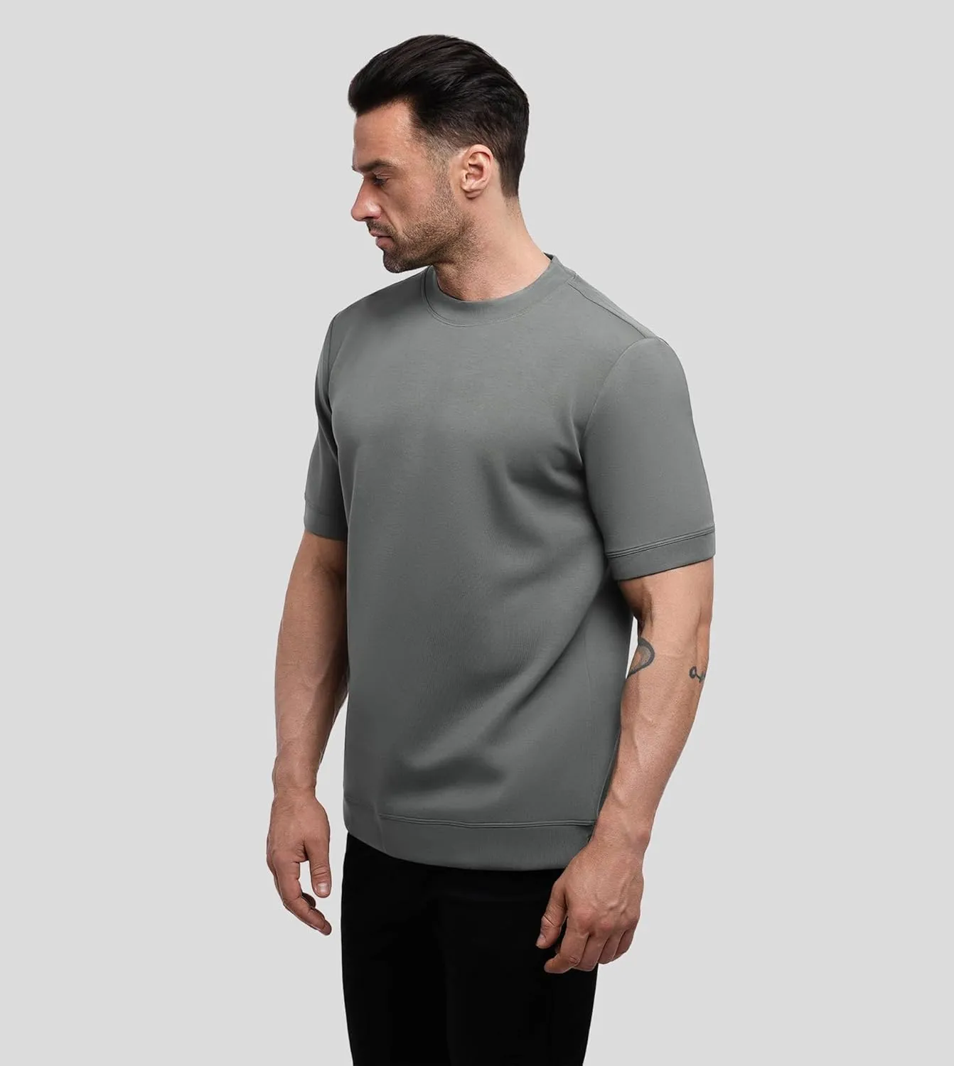 Fioboc Shirts for Men Modal Blend Short Sleeve Tee Slim Fit Solid Top S-4XL