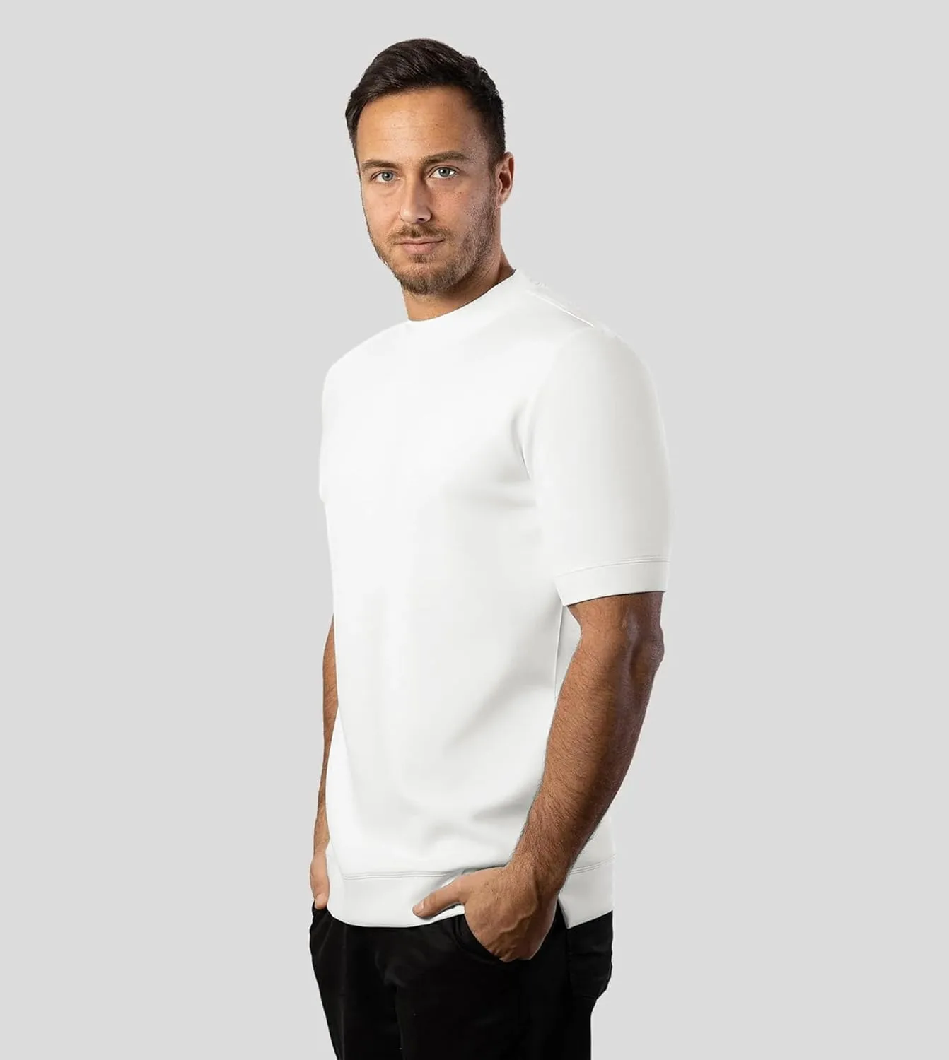 Fioboc Shirts for Men Modal Blend Short Sleeve Tee Slim Fit Solid Top S-4XL