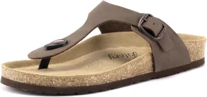 FITORY Women's Thong Slide Sandal with Cork Footbed, Arch Support Flat Sandals for Summer