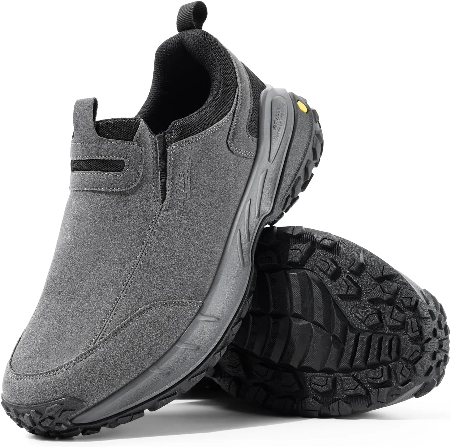 FitVille Wide Slip on Shoes for Men Hiking Walking Shoes Trekking Loafer with Arch Support | Slip Resistant | Wide Toe Box