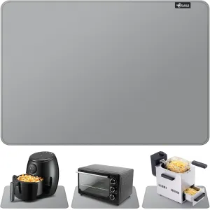 FLASLD Heat Resistant Mat for Air Fryer Site on, Fireproof Silicone Mats for Kitchen Counter, Countertop Protector, No-slip and Waterproof (16"X24", Gray)