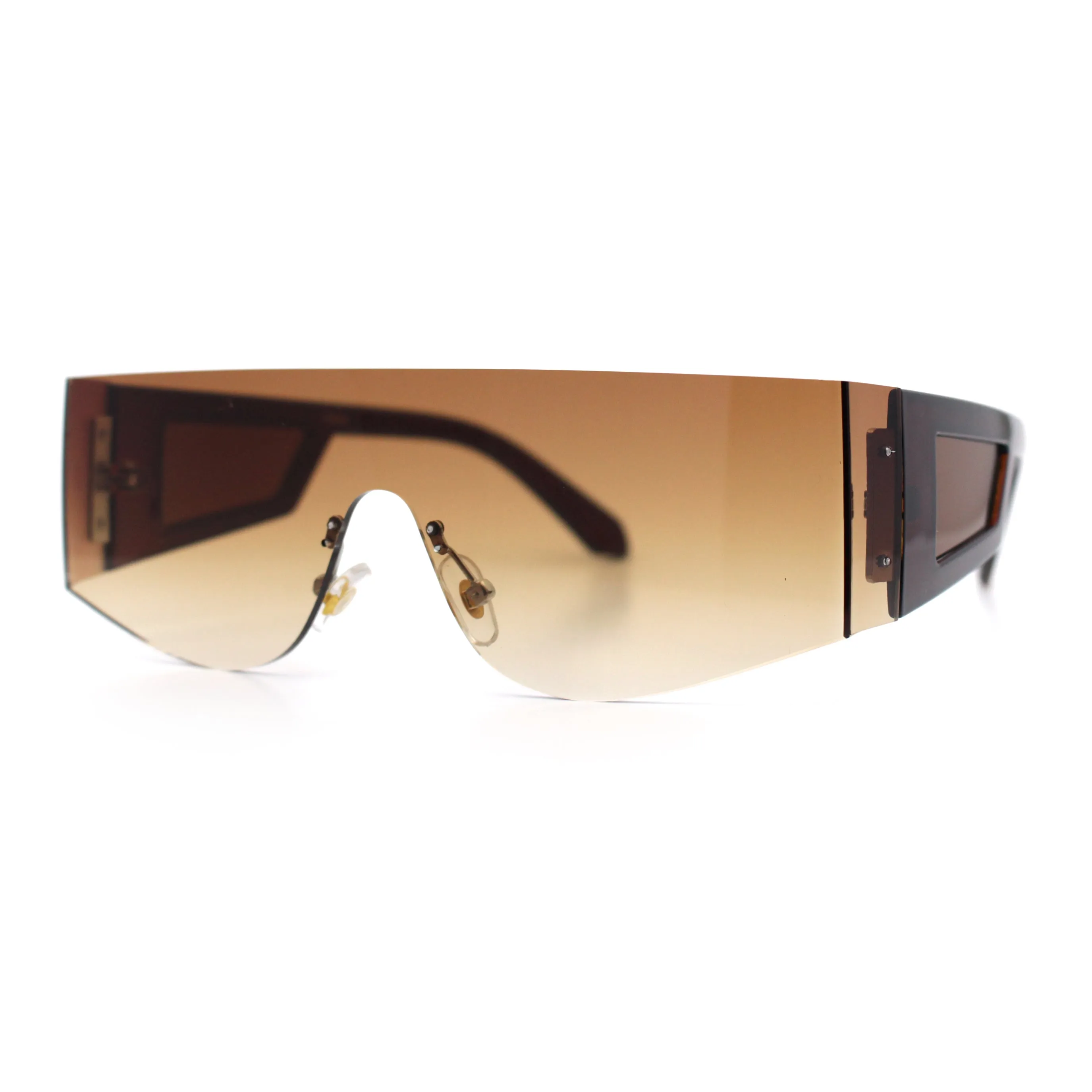 Flat Top Rimless Shield Rectangular 80s Minimalist Sunglasses