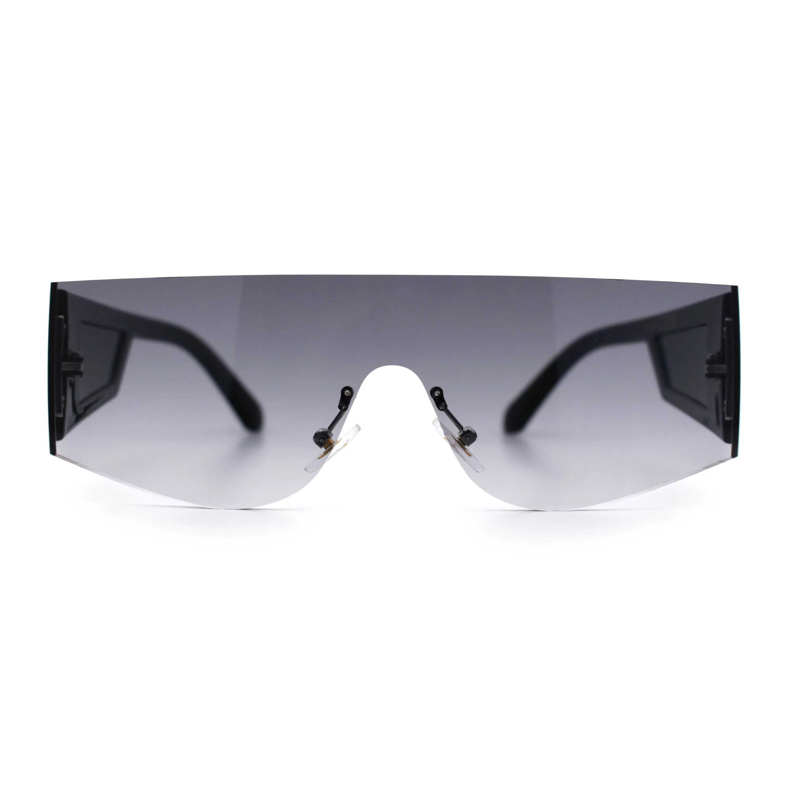 Flat Top Rimless Shield Rectangular 80s Minimalist Sunglasses