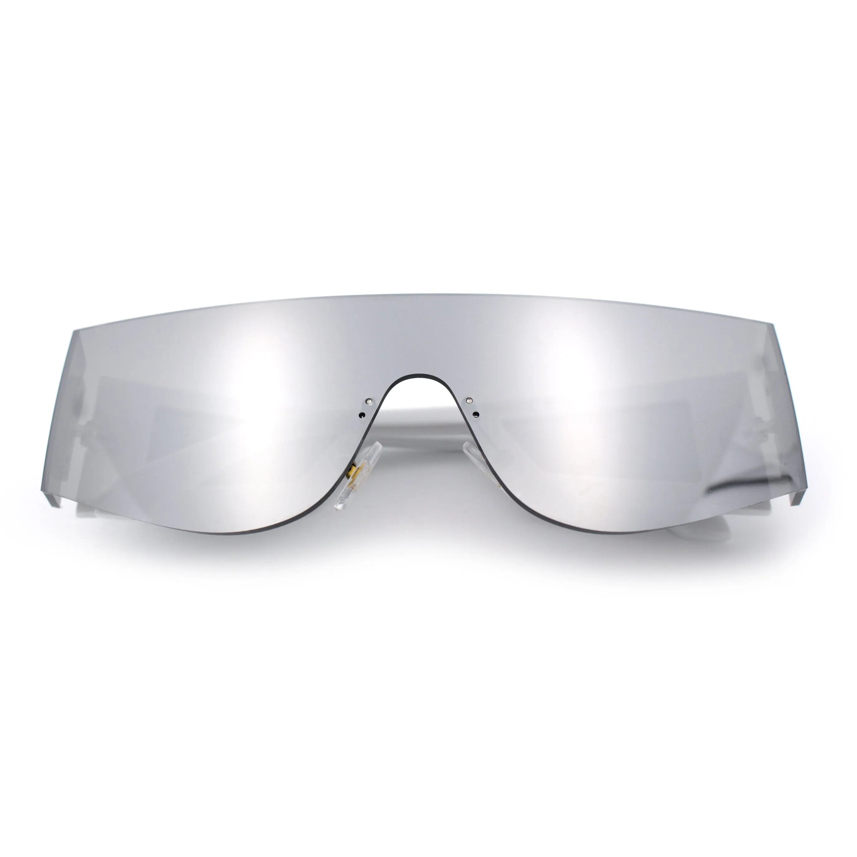 Flat Top Rimless Shield Rectangular 80s Minimalist Sunglasses