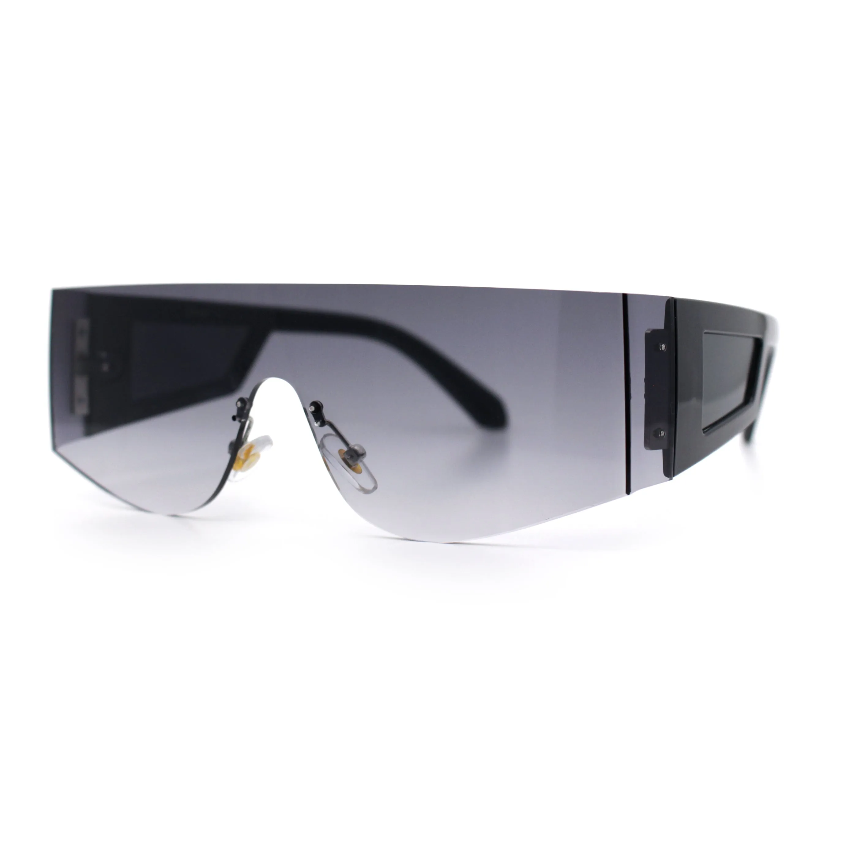 Flat Top Rimless Shield Rectangular 80s Minimalist Sunglasses