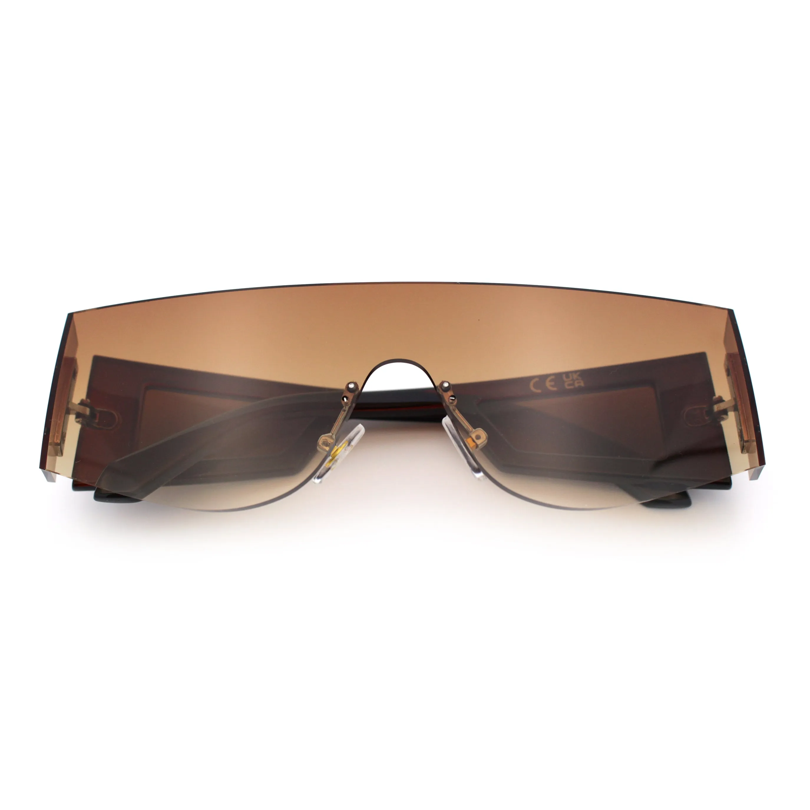 Flat Top Rimless Shield Rectangular 80s Minimalist Sunglasses
