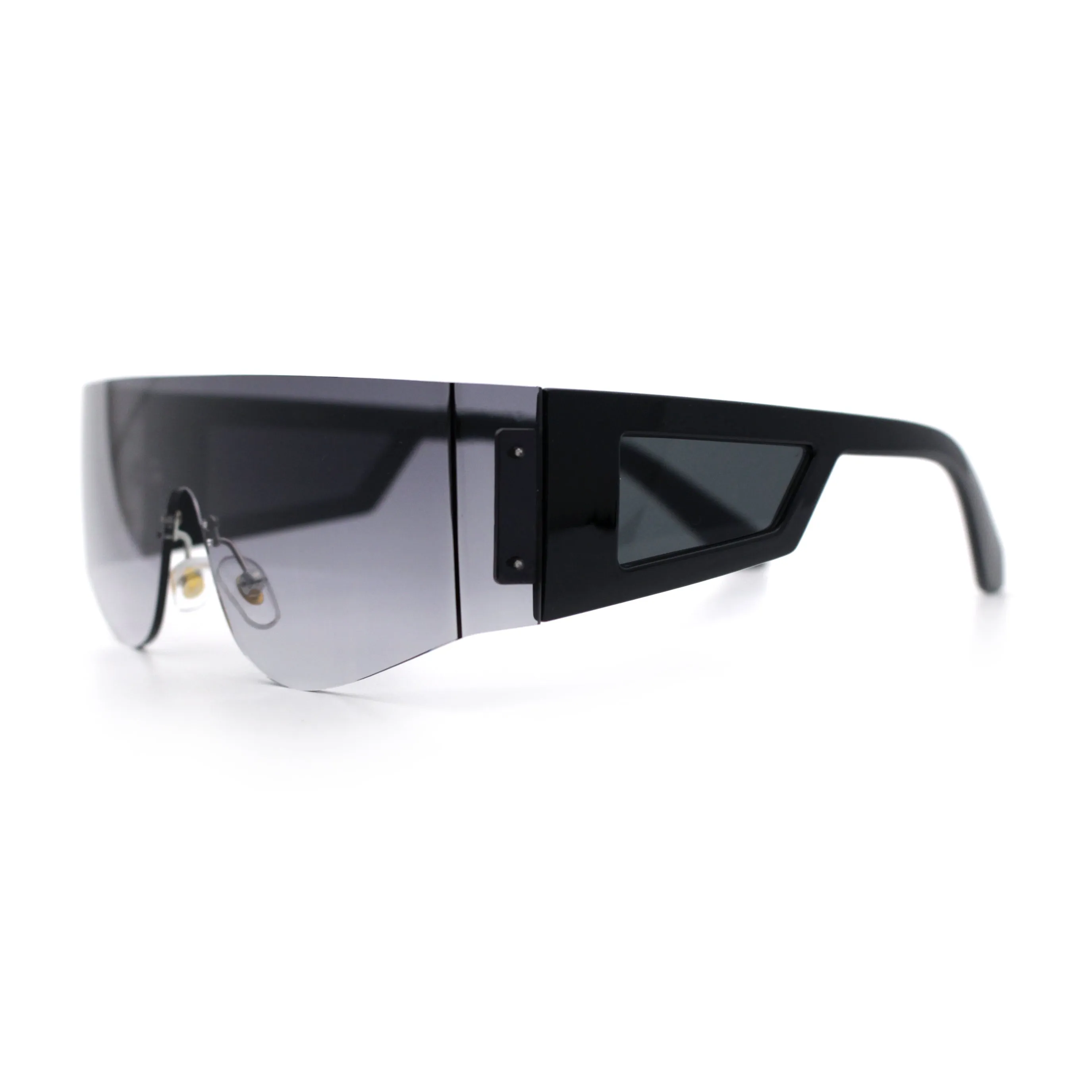 Flat Top Rimless Shield Rectangular 80s Minimalist Sunglasses