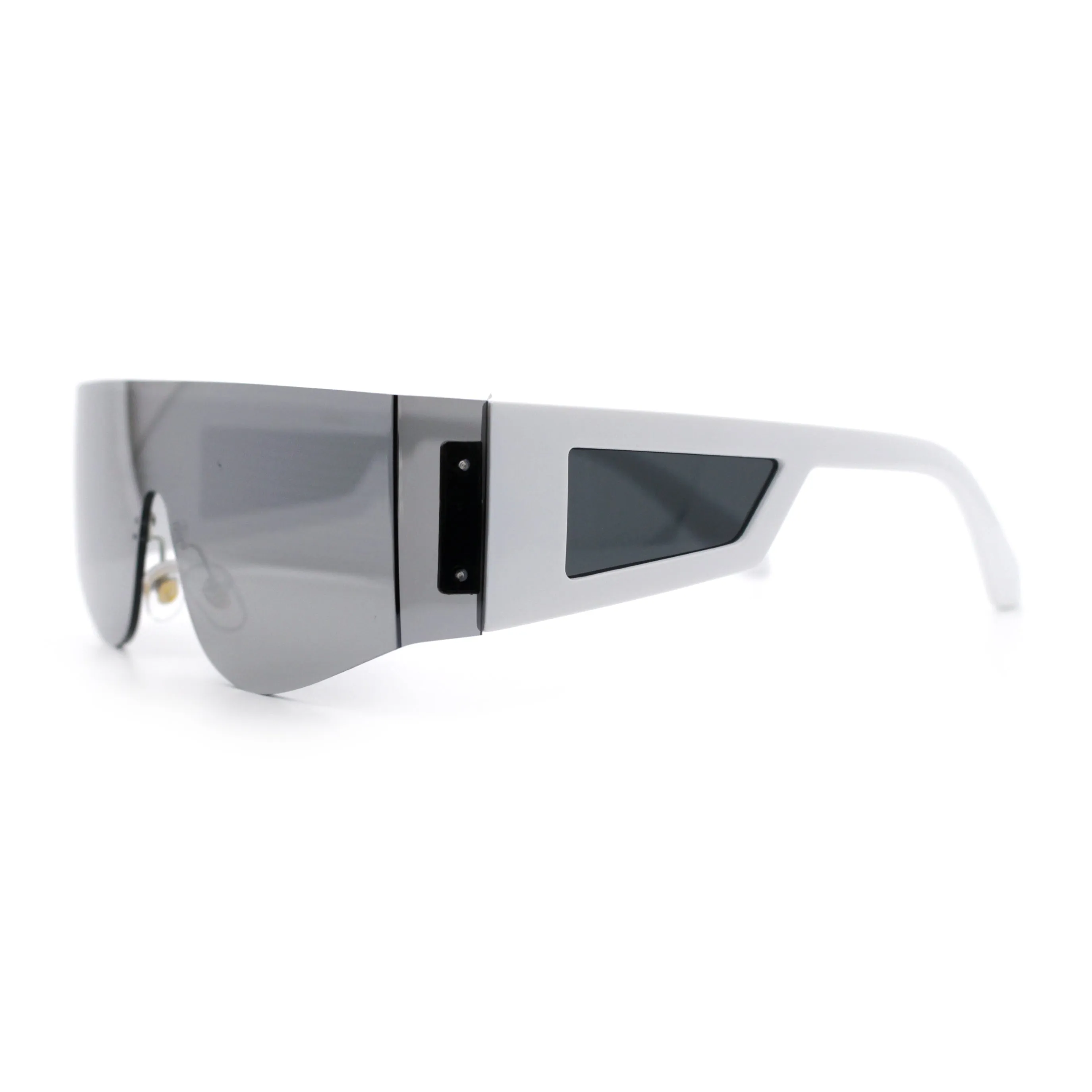 Flat Top Rimless Shield Rectangular 80s Minimalist Sunglasses