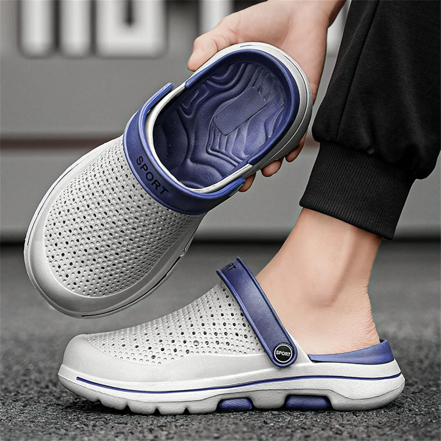 FLIOZY Mens Casual Sandals Breathable Mesh Walking Mules Sneakers Open Back Slip On Shoes Quick-Dry Slippers