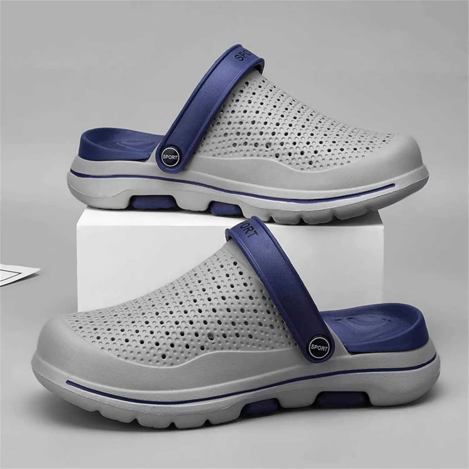 FLIOZY Mens Casual Sandals Breathable Mesh Walking Mules Sneakers Open Back Slip On Shoes Quick-Dry Slippers