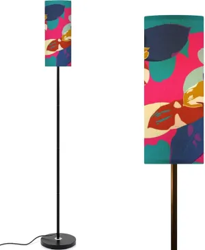 Floor Lamp for Living Room Seamless Pattern Indian Ginger Head Flower Flat Minimal Retro Light Stand Lamp with Remote Control Dimmable LED Tall Lamps for Bedrooms Reading Western Home Decor