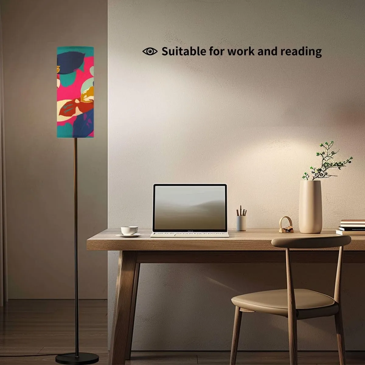 Floor Lamp for Living Room Seamless Pattern Indian Ginger Head Flower Flat Minimal Retro Light Stand Lamp with Remote Control Dimmable LED Tall Lamps for Bedrooms Reading Western Home Decor