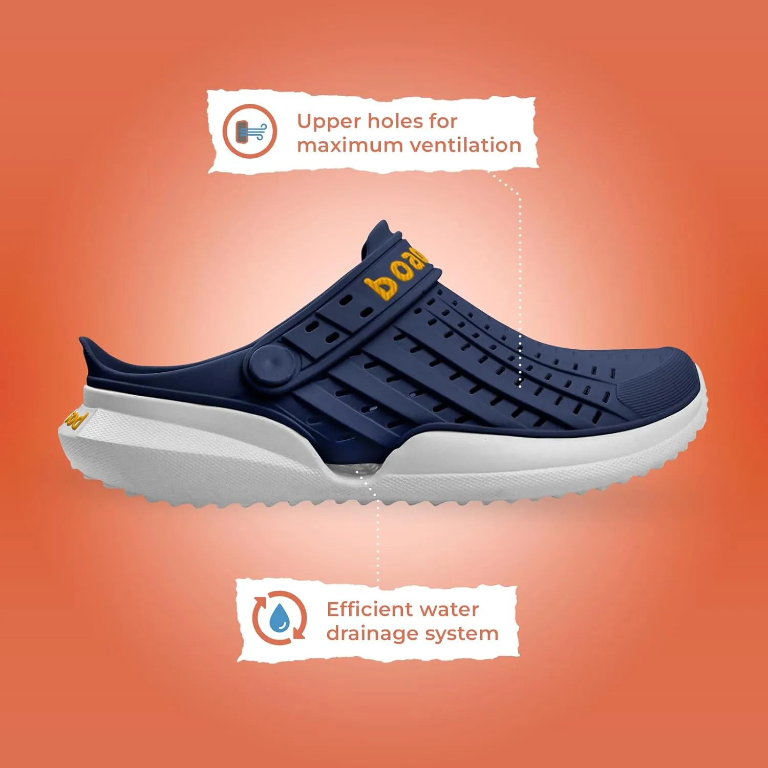Flow Men Garden Clogs - Comfortable Recovery Shoes, Lightweight Waterproof Clogs, Sporty Style Slip-On, Breathable Quick-Dry Beach & Outdoor Water Sports Slippers