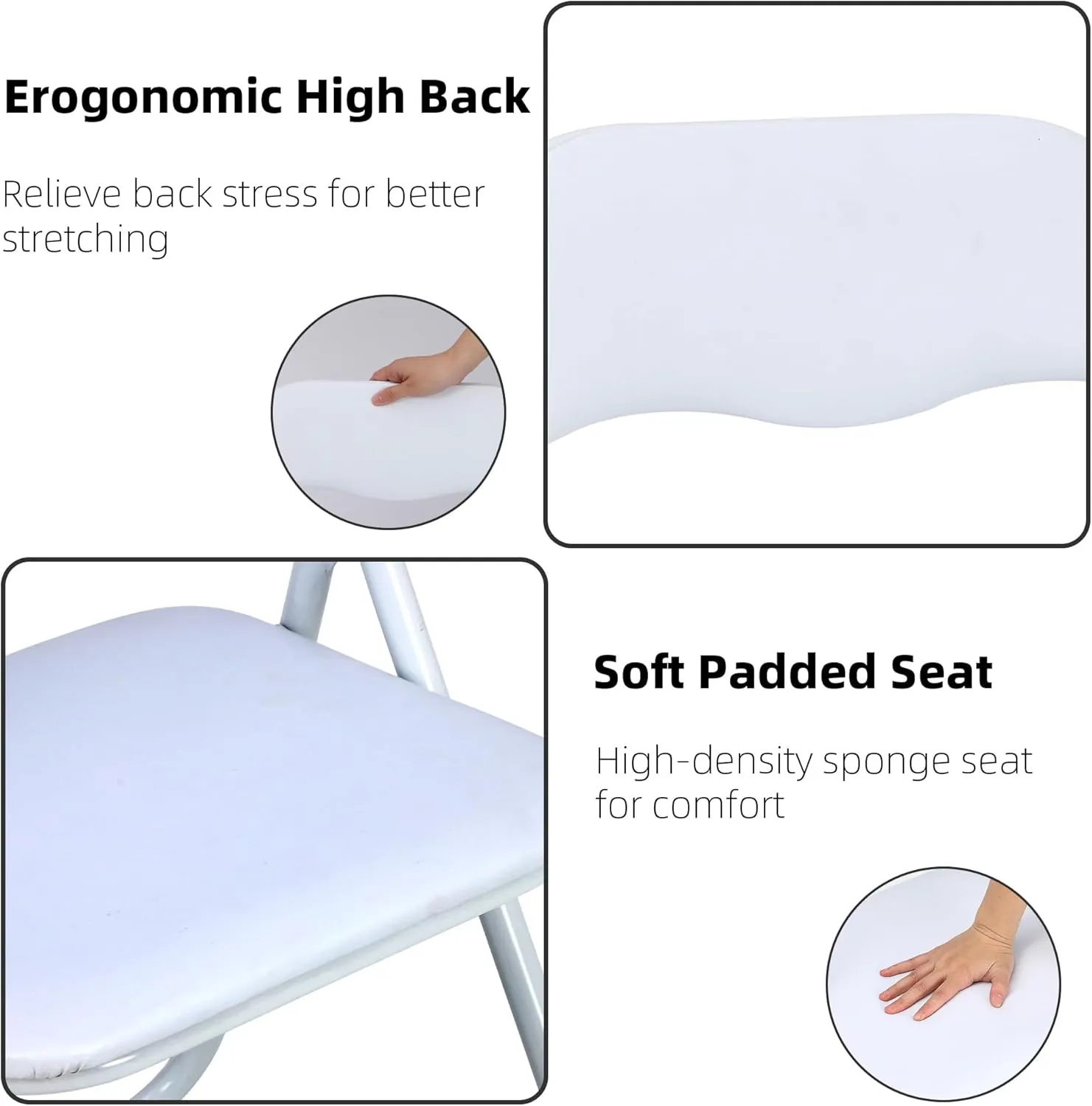 Folding Chairs 4 Pack with Cushion, Outdoor & Indoor Event Portable Metal Folding Chairs with Non-Slip Feet Pads Stackable Chairs, White