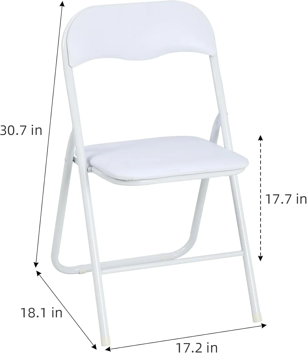 Folding Chairs 4 Pack with Cushion, Outdoor & Indoor Event Portable Metal Folding Chairs with Non-Slip Feet Pads Stackable Chairs, White